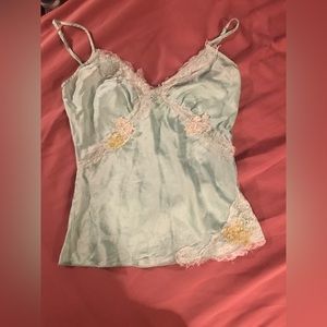 Hale Bob Sea Form Green Camisole with Lace Appliqué